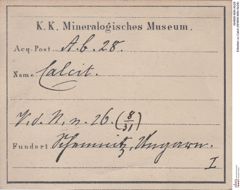 Etiketten zu Calcit (NHMW-MIN-Ab28)